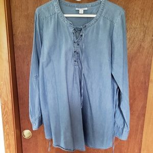 Motherhood Maternity Denim Peasant Style Tunic
